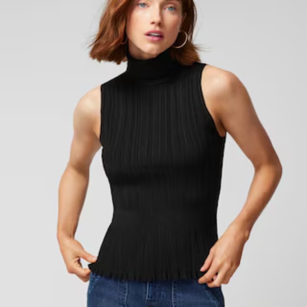 WHBM Variegated Ribbed Sleeveless Peplum Sweater --GUC